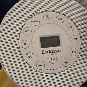 Lukasa Portable White Bluetooth Speaker CD Player